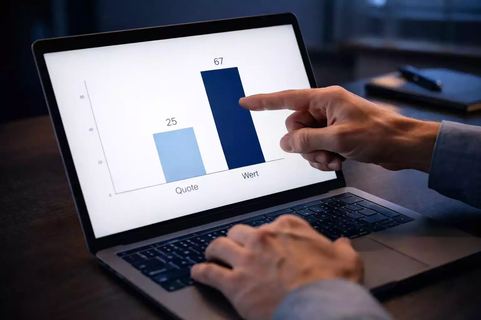 Laptop-Bildschirm zeigt Value-Analyse-Diagramm für Sportwetten